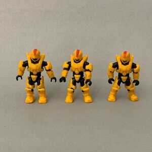 Mega Blok Bloks Halo Spartan Figures Yellow Black Red Lot of 3